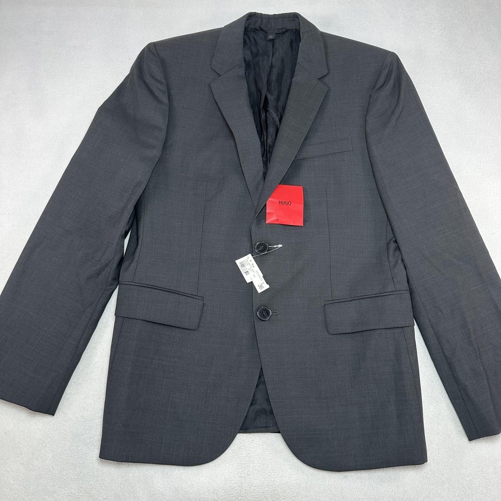 Hugo Boss Blazer Mens 36S‎ Gray Wool Suit Jacket Notch Lapel Lined Business Prep